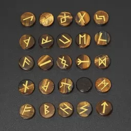 Набір "Скандинавські руни" з природного тигрового ока Набір "Скандинавські руни" з природного тигрового ока