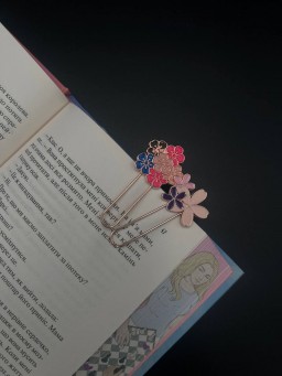 Металлические закладки "Скрепки с цветами" (2шт) 